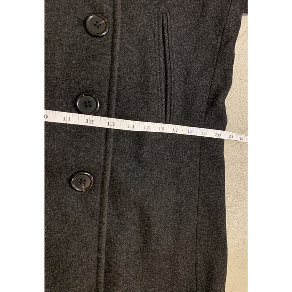 J Crew Peacoat Mens Size XL Ex-Large Dark Grey Wool Coat Double Breasted Jacket - Picture 8 of 10
